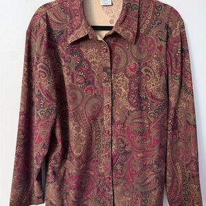 Basic Editions Red and Brown Paisley Shirt Vintage size XL